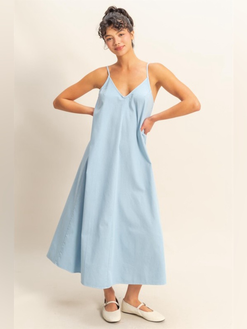 HYFVE Dyed V-Neck Loose Dress
